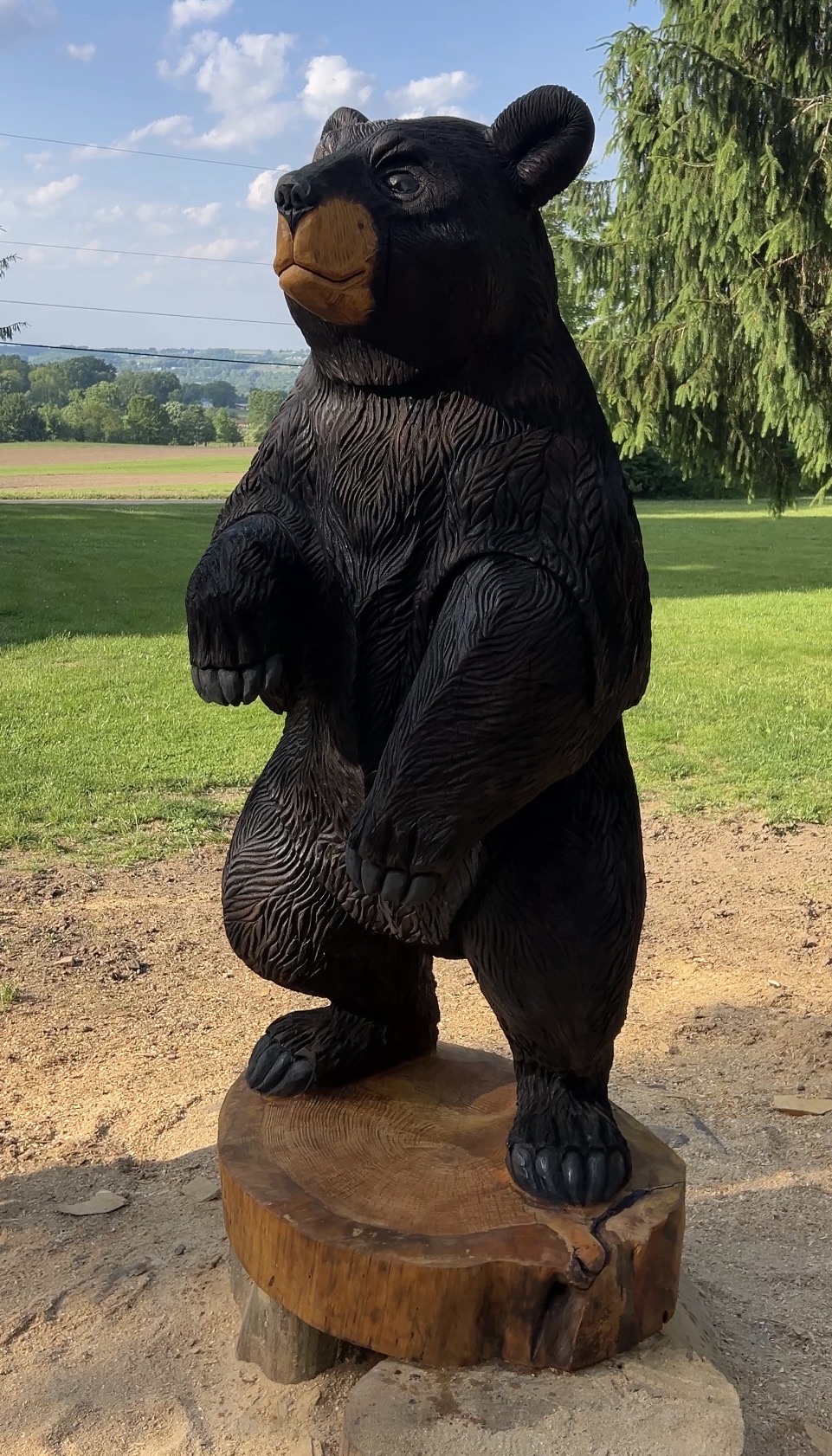 Finished chainsaw-carved black bear